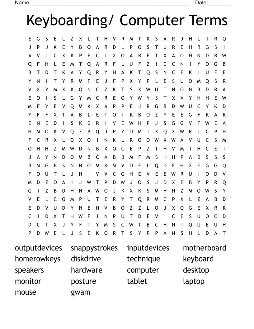 Keyboarding/ Computer Terms Word Search