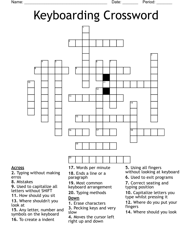 Keyboarding Crossword
