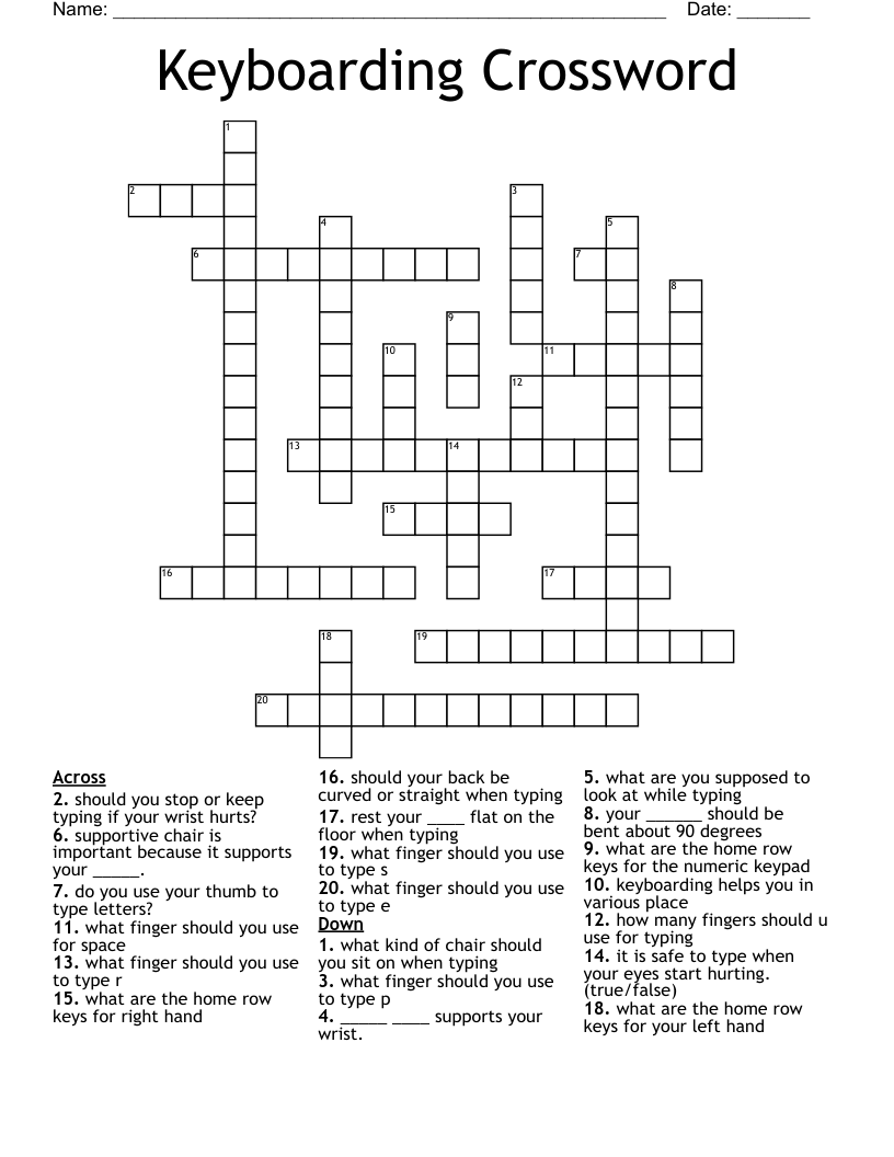 Keyboarding Crossword