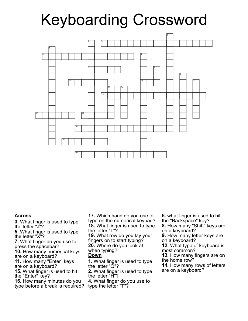 Keyboarding Crossword
