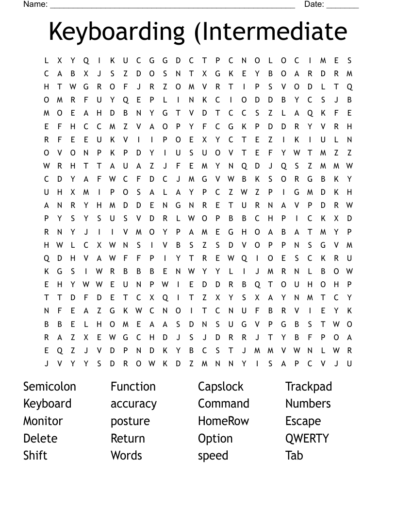 Keyboarding (Intermediate Word Search