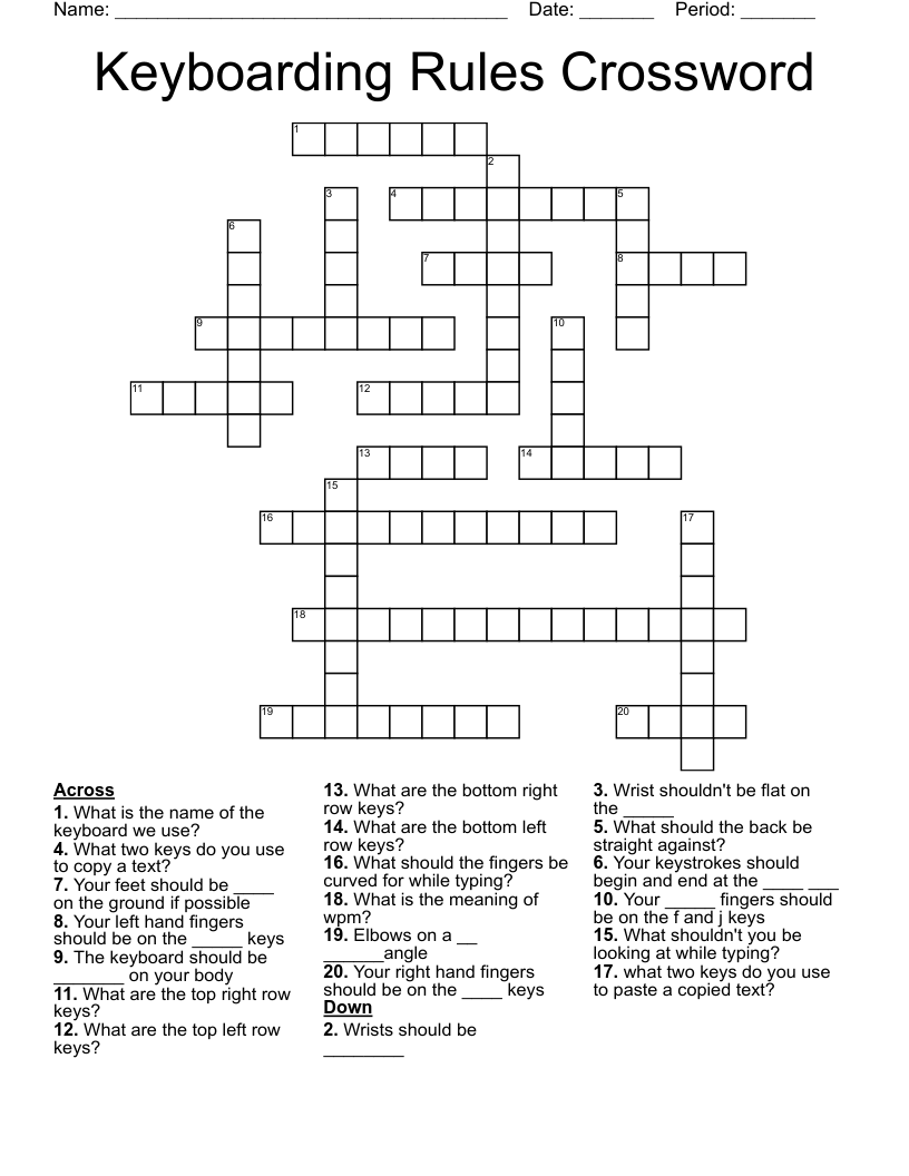 Keyboarding Rules Crossword