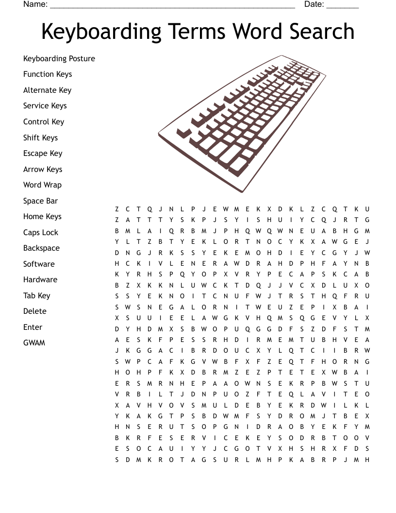 Keyboarding Terms Word Search