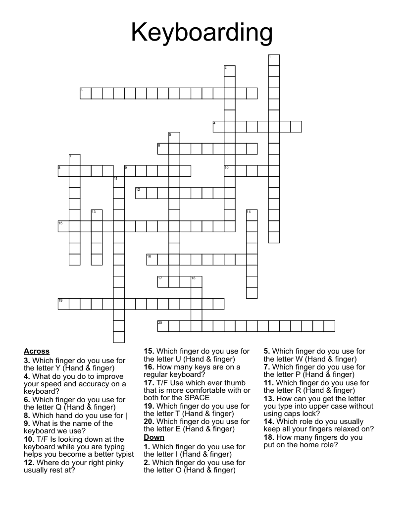Keyboarding  Crossword