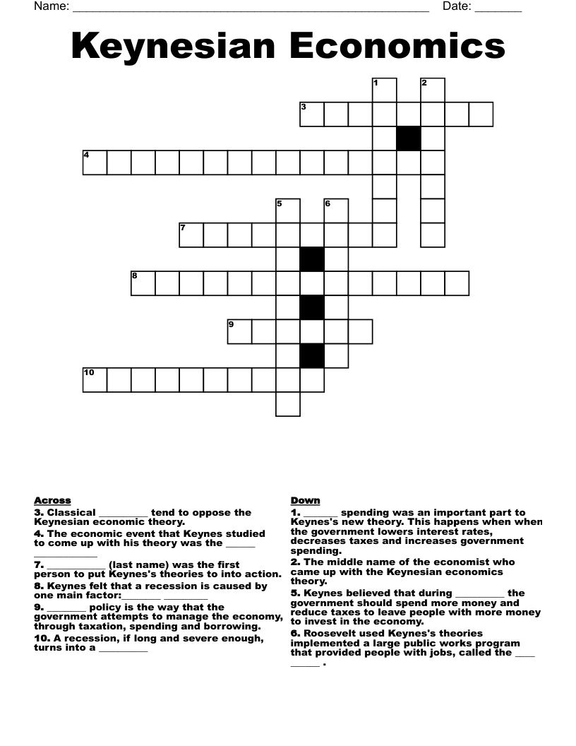 Keynesian Economics Crossword