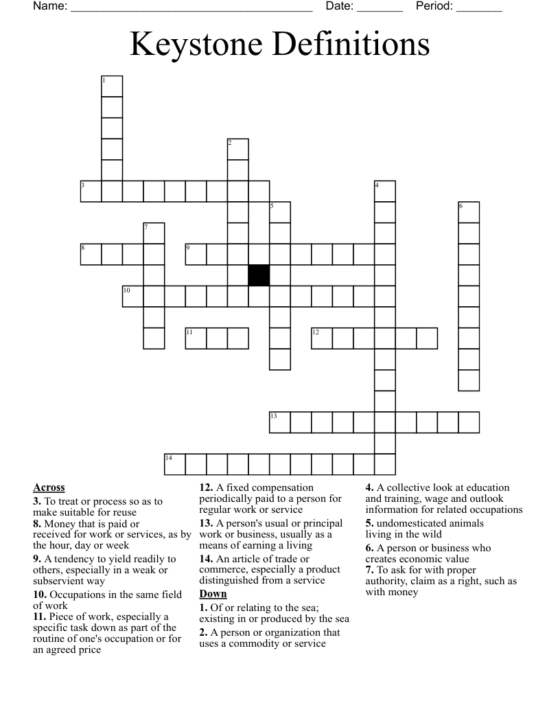 Keystone Definitions Crossword