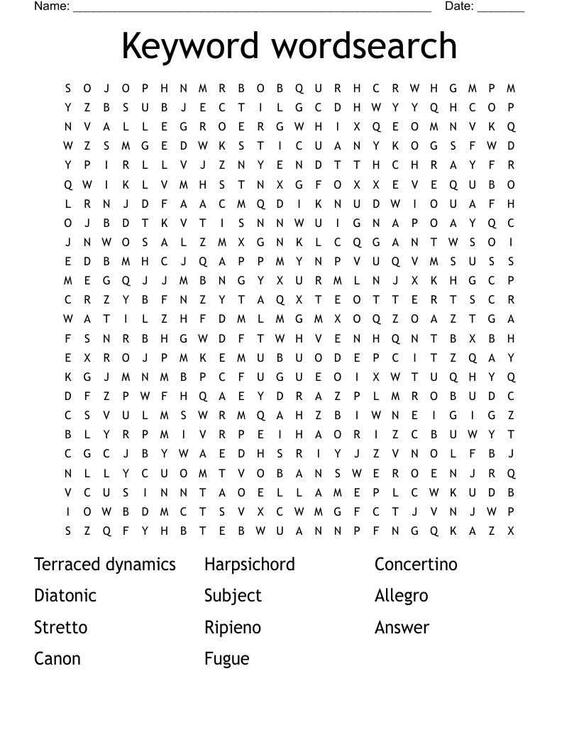 Keyword wordsearch