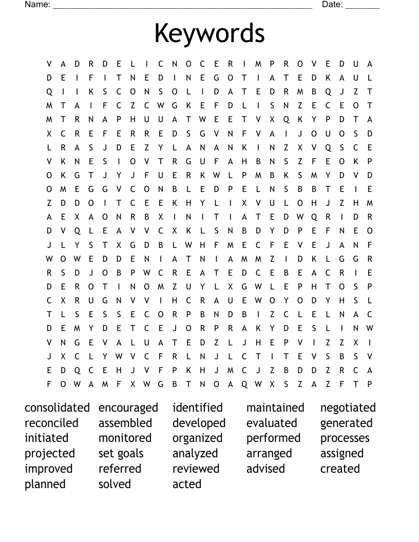 Keywords Word Search