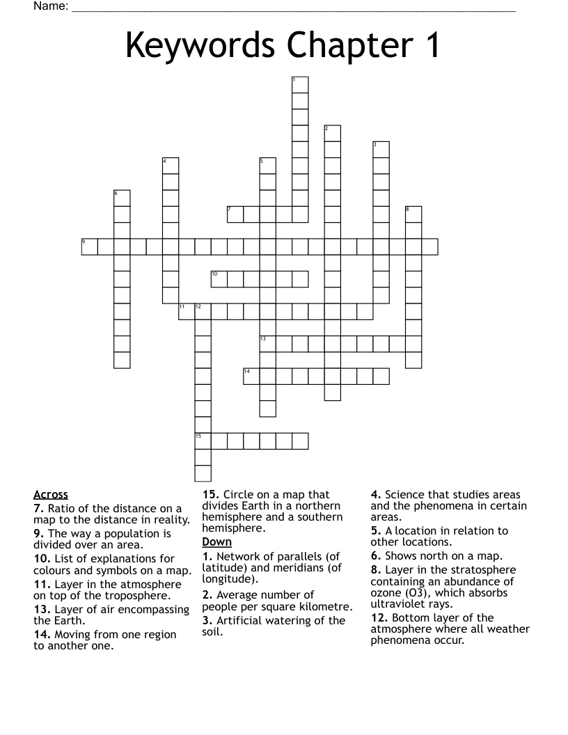 Keywords Chapter 1 Crossword