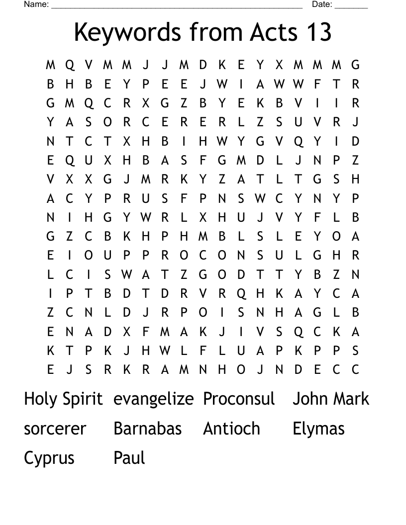 Keywords from Acts 13 Word Search
