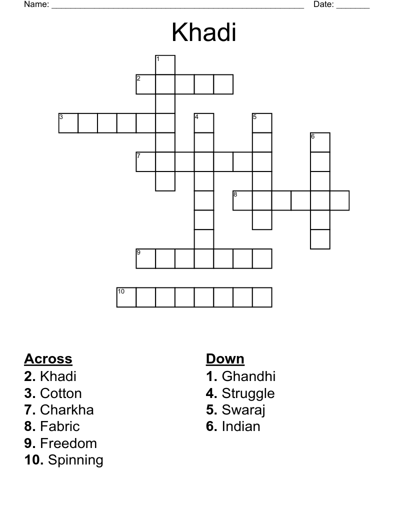 Khadi Crossword