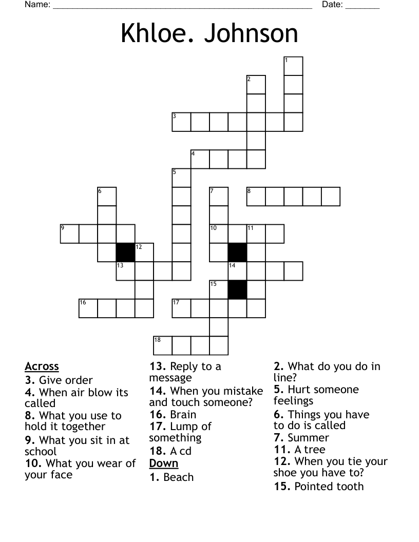 Khloe.   Johnson  Crossword