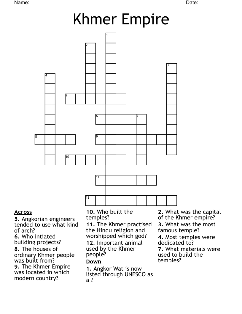 Khmer Empire Crossword