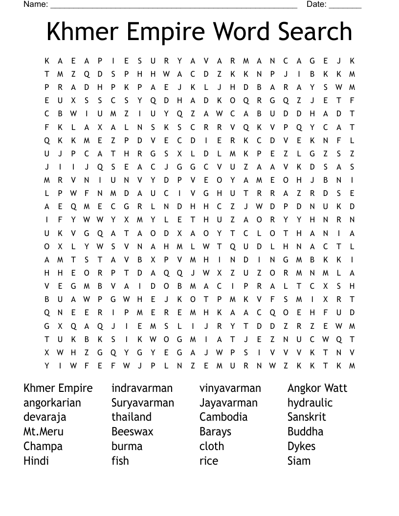 Khmer Empire Word Search