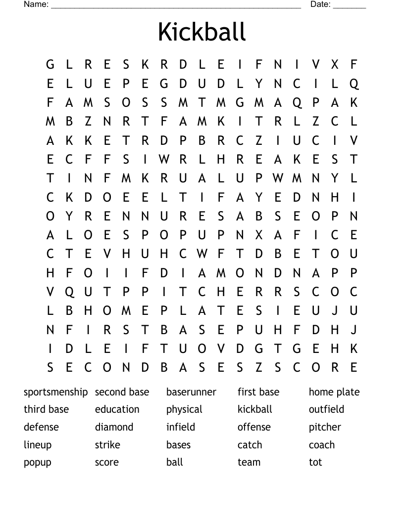 Kickball Word Search