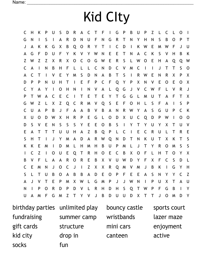 Kid CIty Word Search