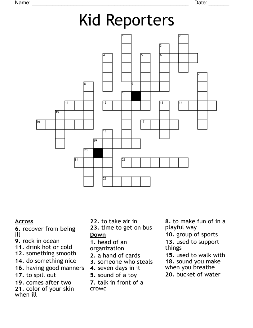 Kid Reporters Crossword