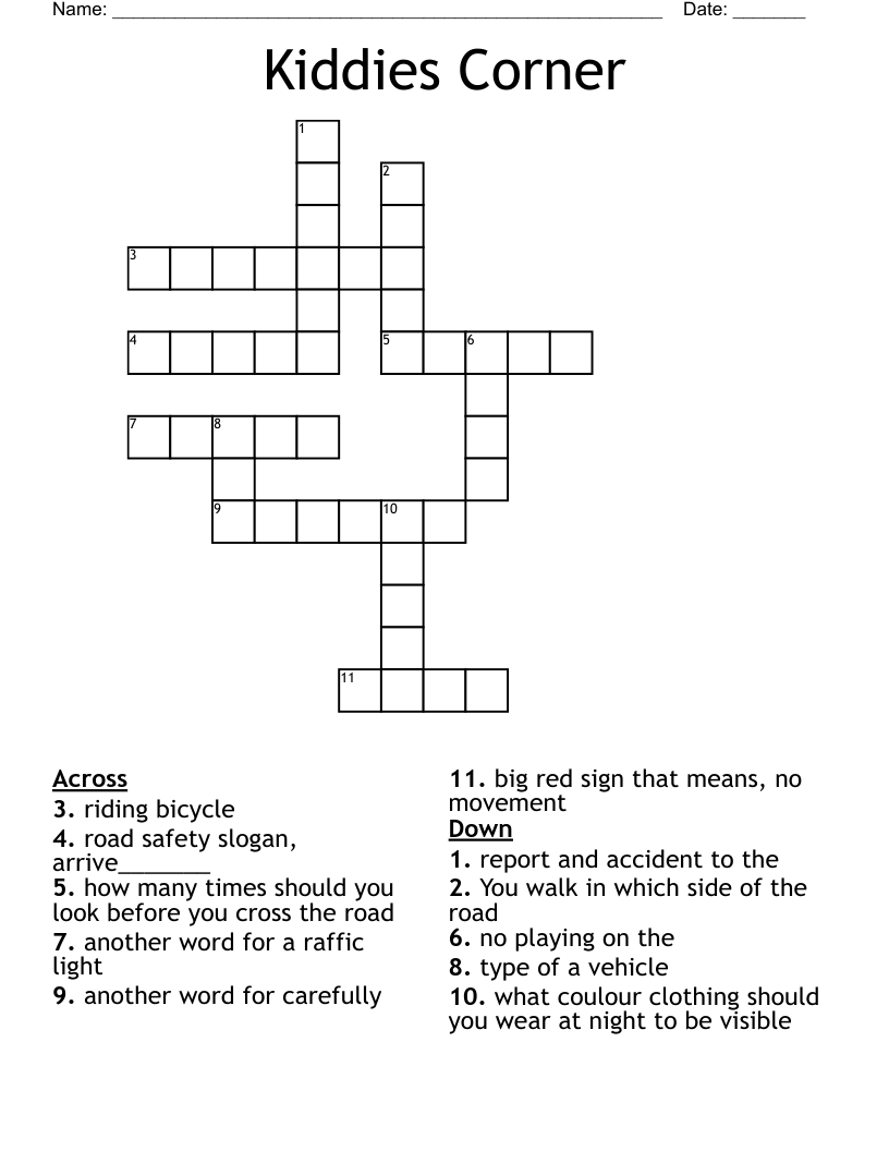 Kiddies Corner Crossword