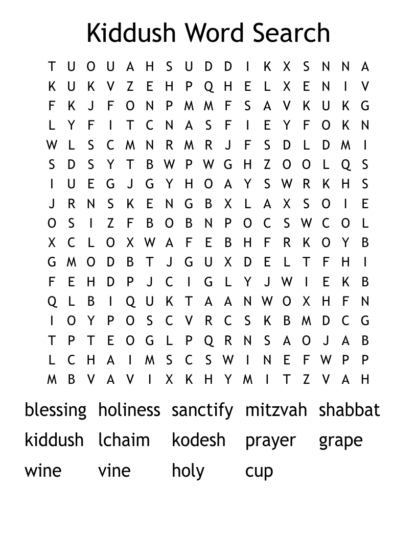 Kiddush Word Search