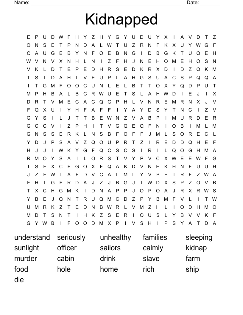 Kidnapped Word Search
