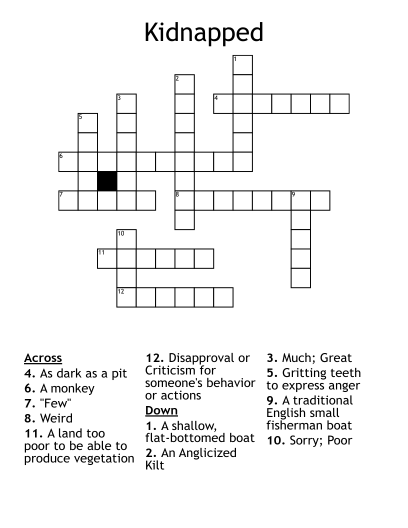 Kidnapped Crossword