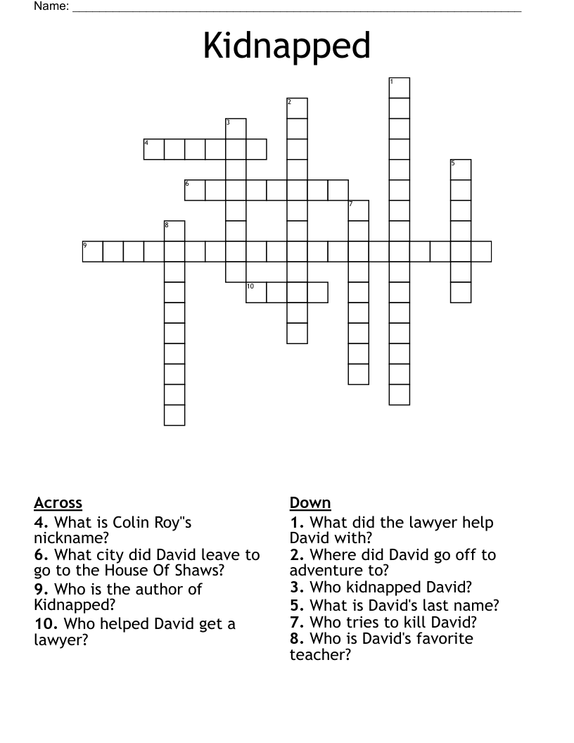 Kidnapped Crossword