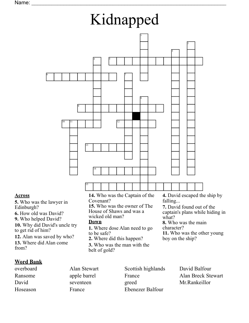 Kidnapped Crossword