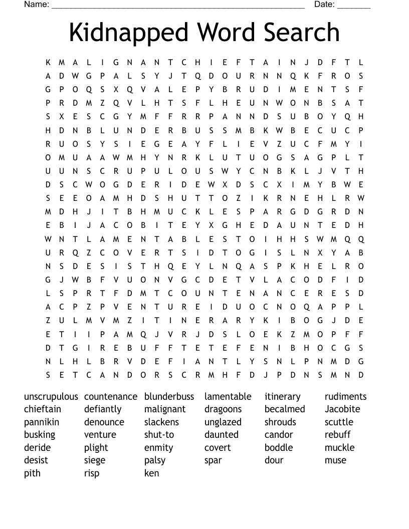 Kidnapped Word Search