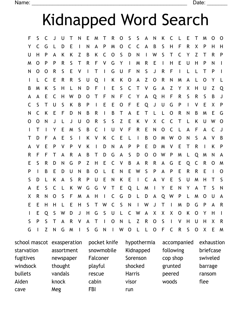 Kidnapped Word Search
