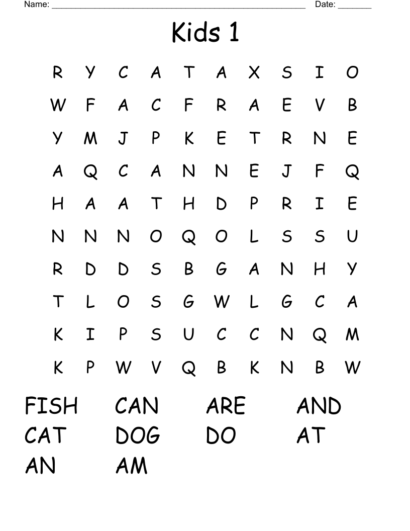 Kids 1 Word Search