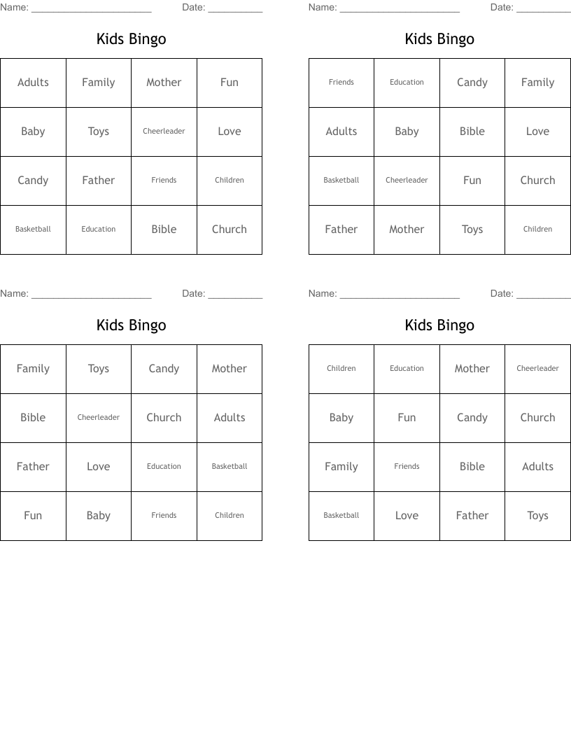 Kids Bingo