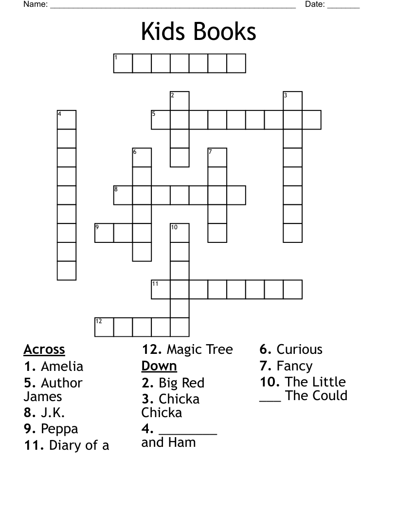 Kids Books Crossword