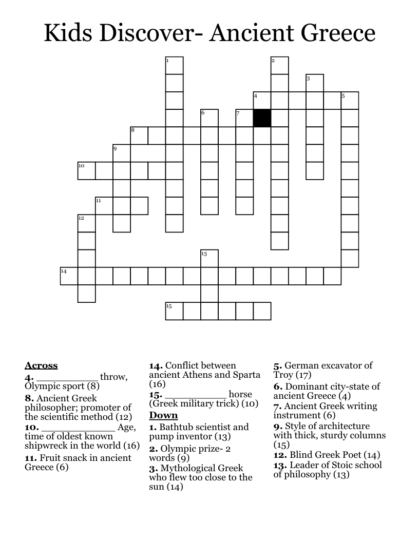 Kids Discover- Ancient Greece Crossword