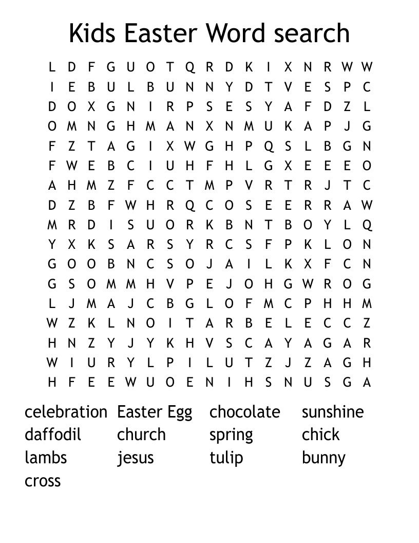 Kids Easter Word search