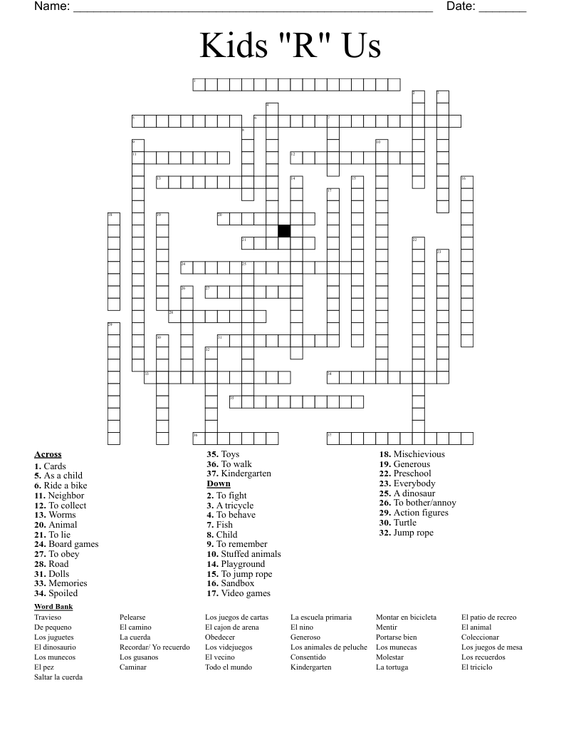 Kids "R" Us Crossword