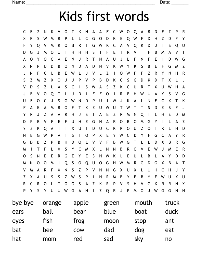 Kids first words Word Search