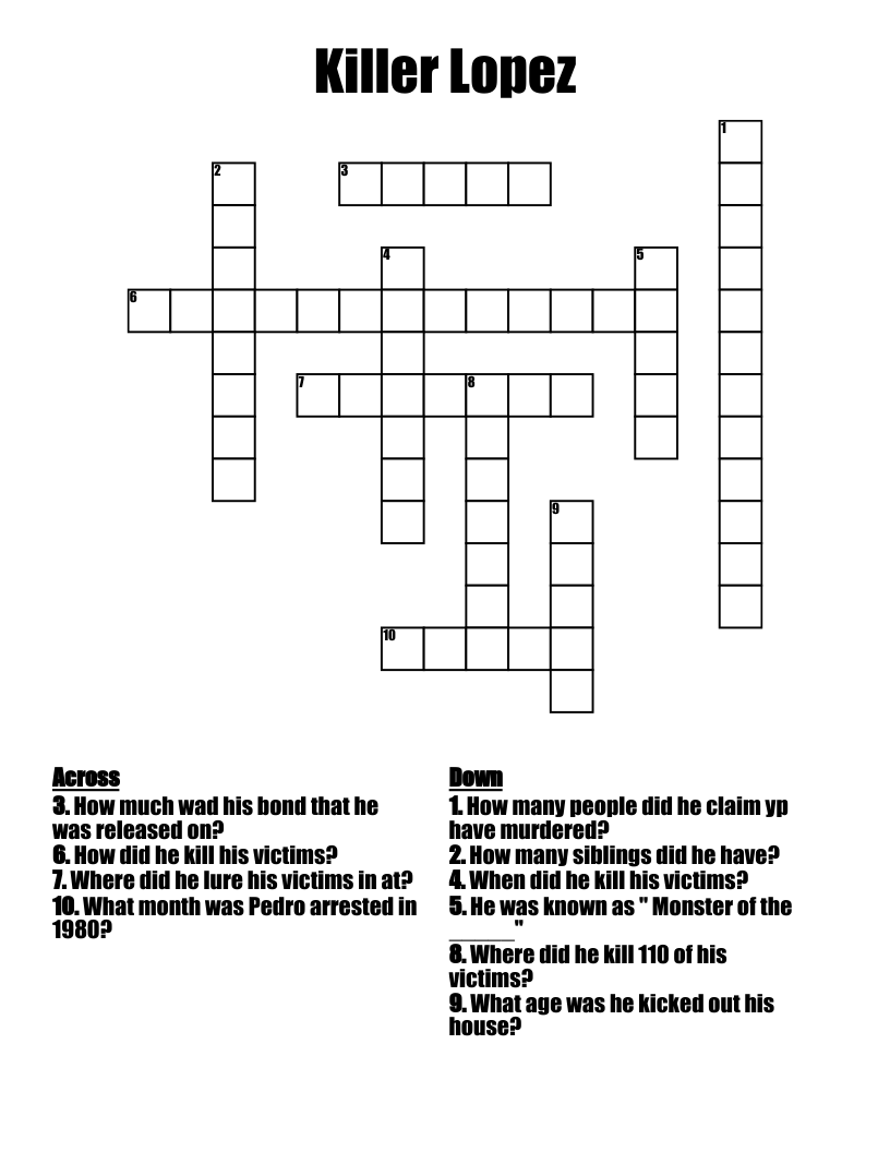 Killer Lopez Crossword