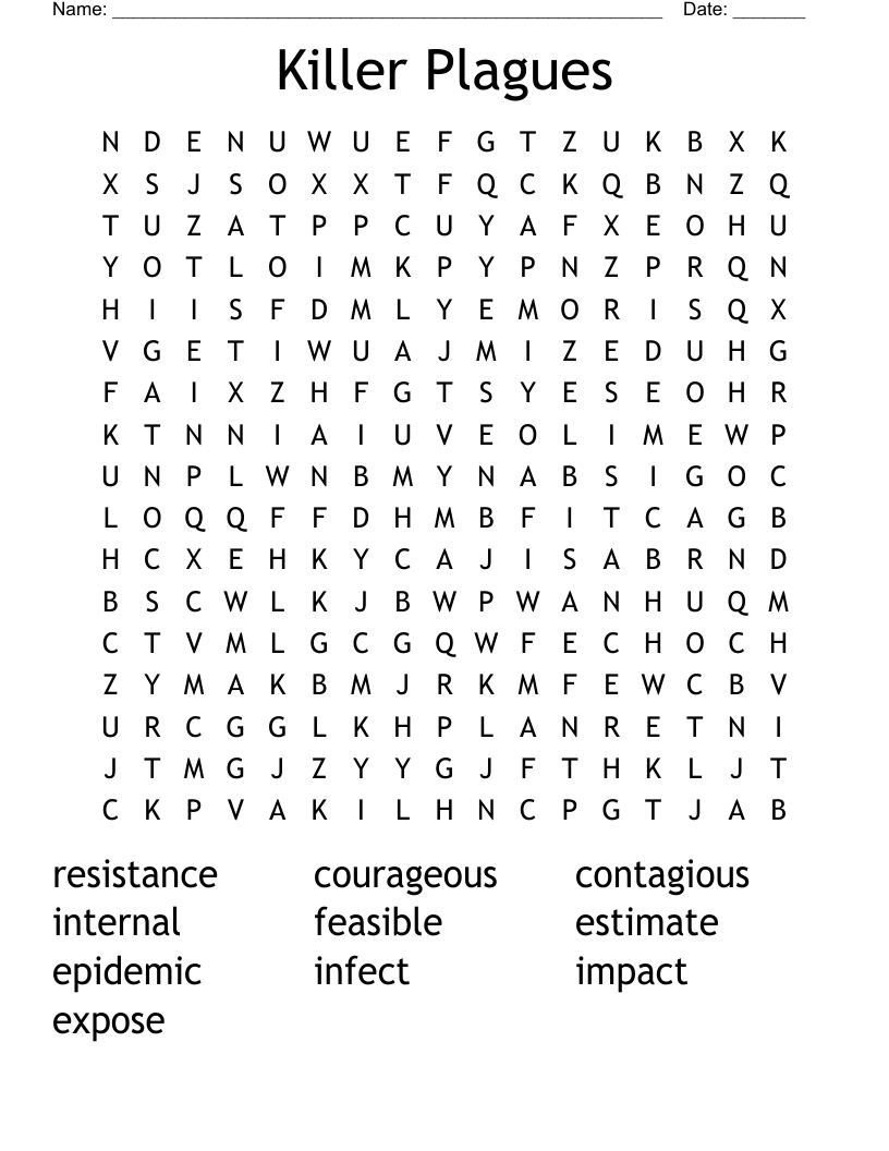 Killer Plagues Word Search