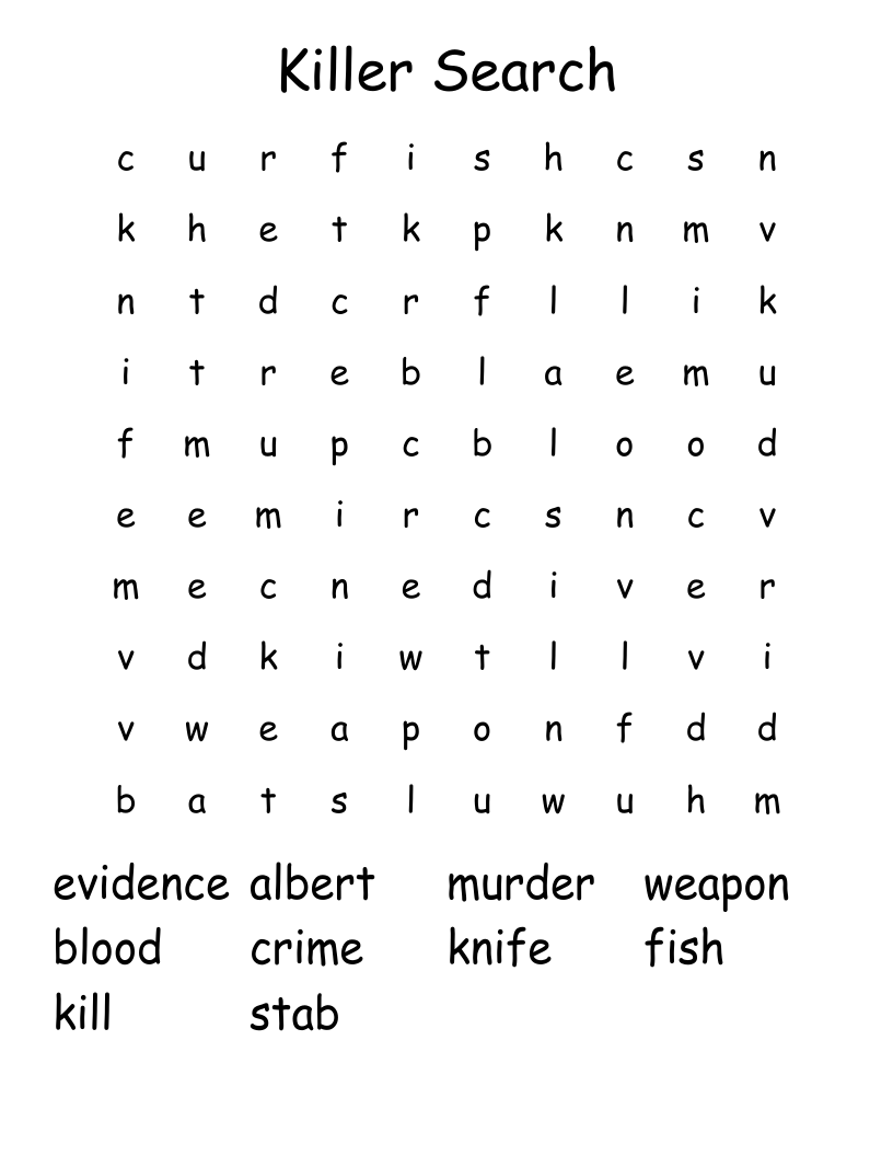 Killer Search Word Search