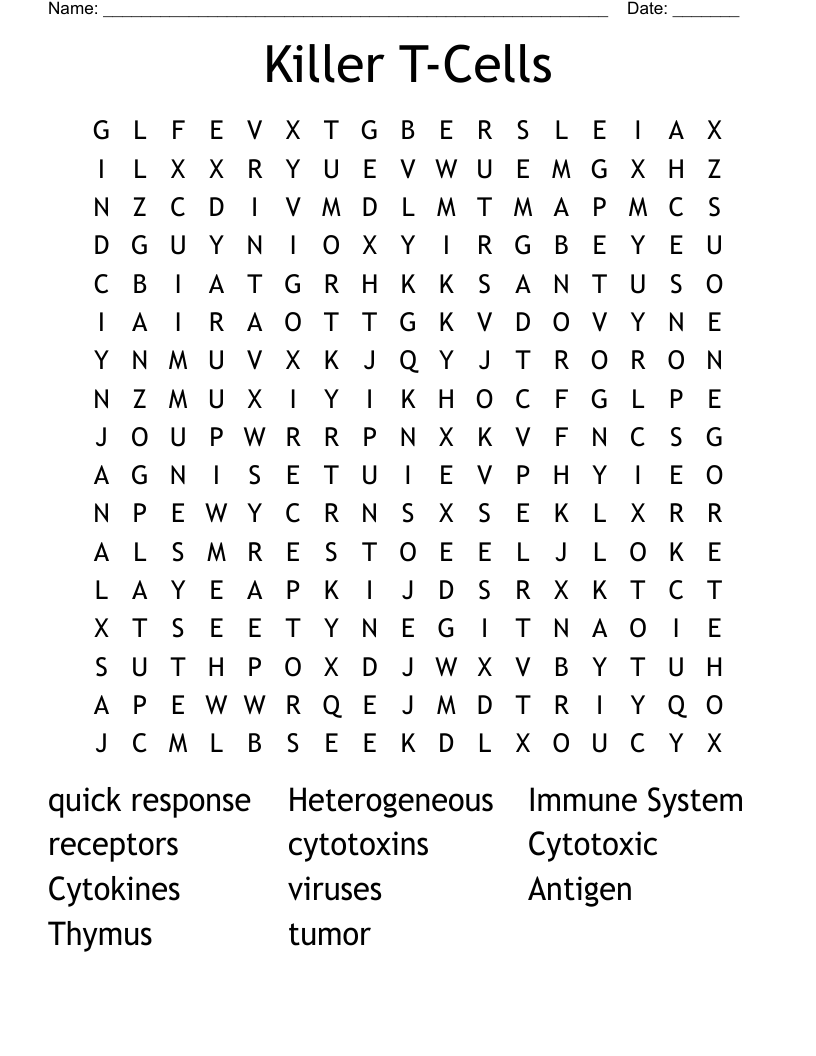 Killer T-Cells  Word Search