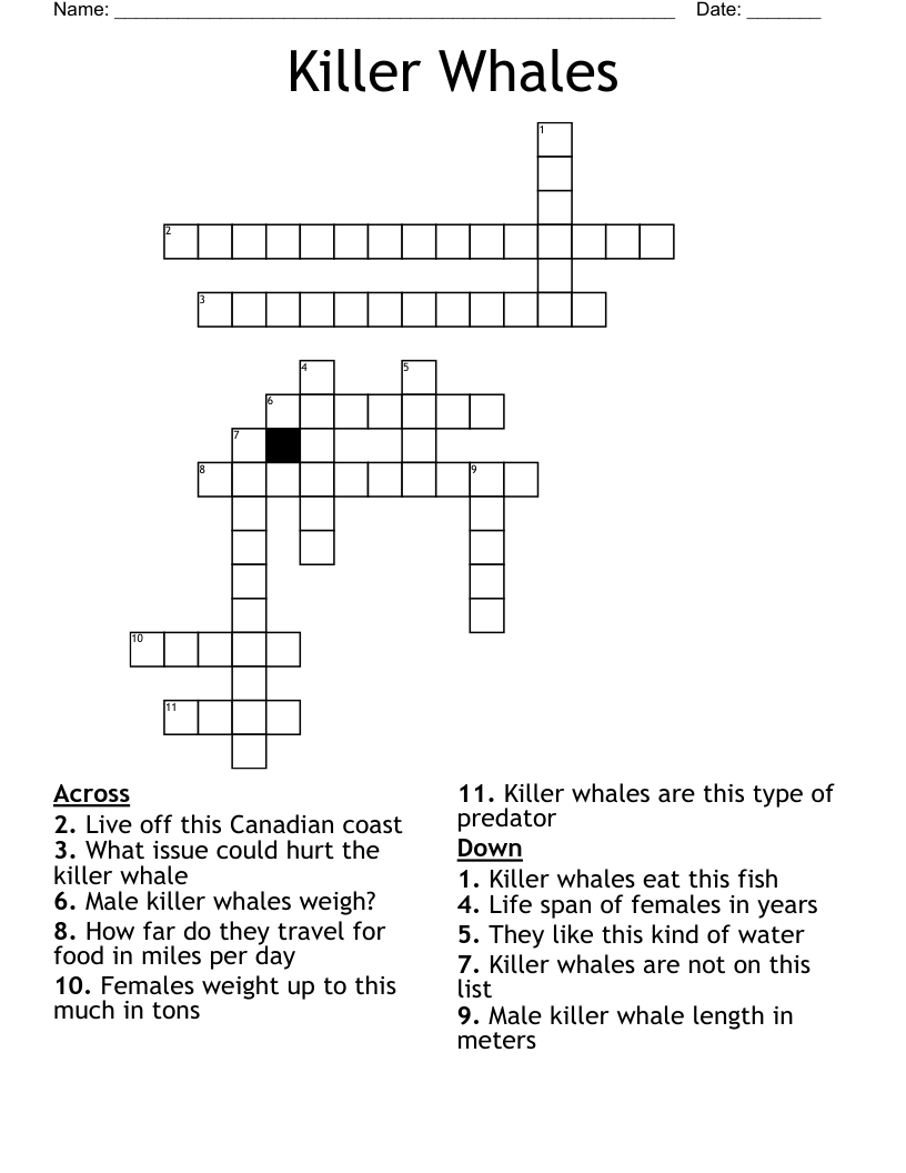 Killer Whales Crossword