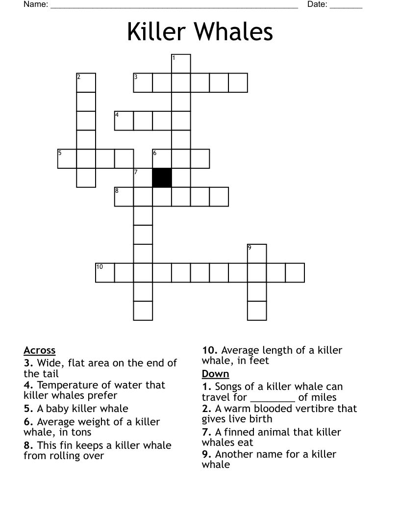 Killer Whales Crossword