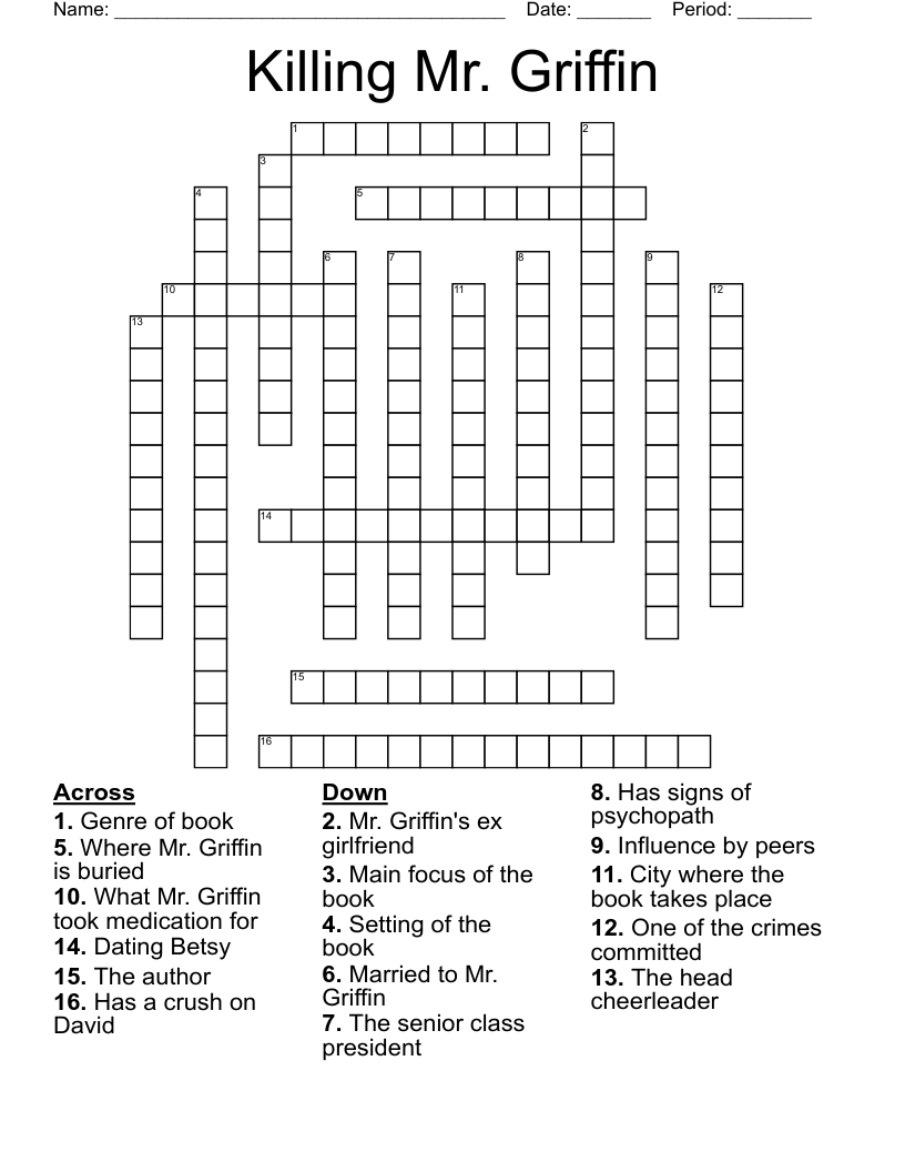 Killing Mr. Griffin  Crossword