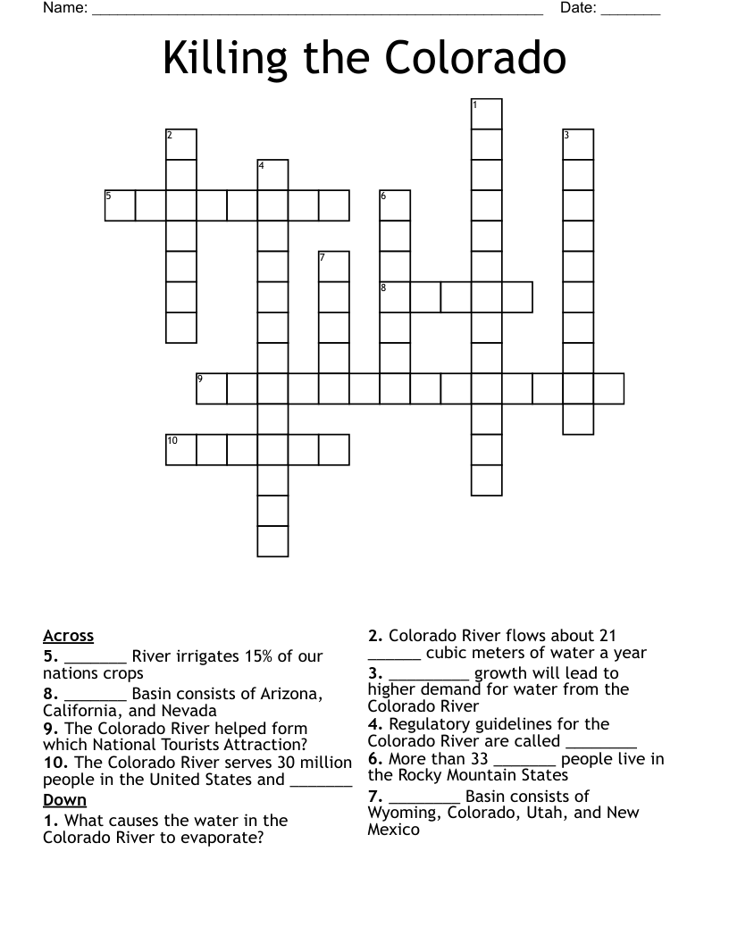 Killing the Colorado Crossword
