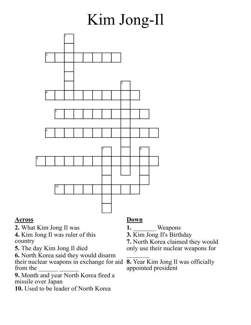Kim Jong-Il Crossword