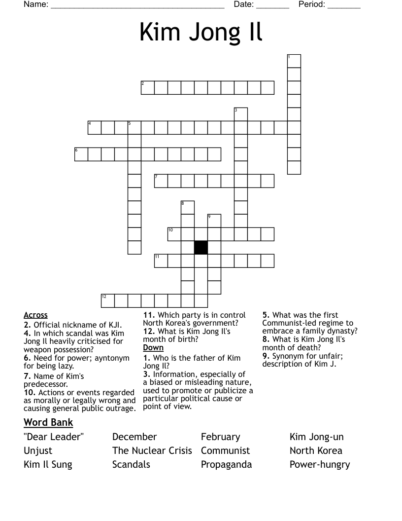 Kim Jong Il Crossword