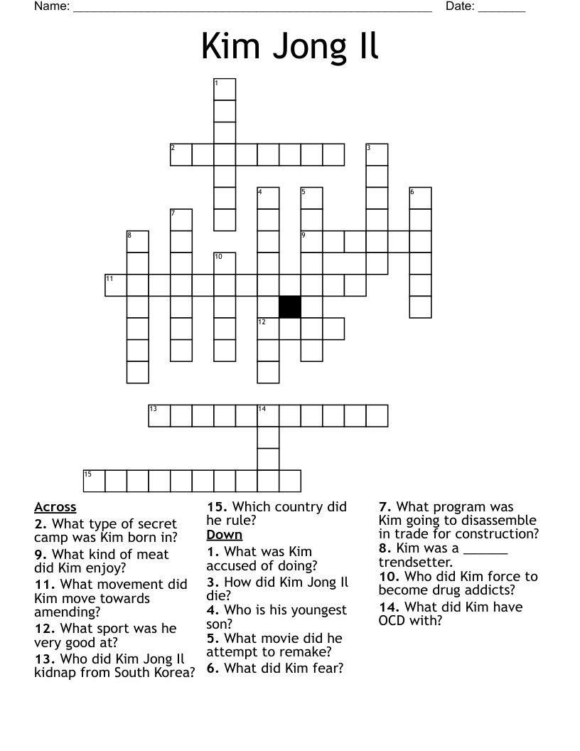 Kim Jong Il  Crossword