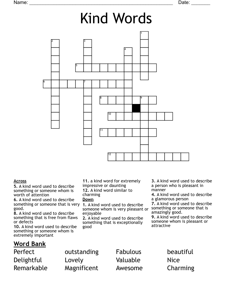 Kind Words  Crossword