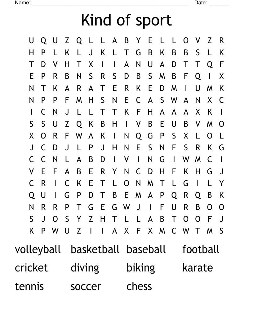Kind of sport Word Search