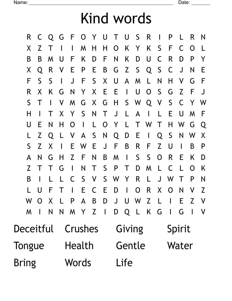 Kind words Word Search